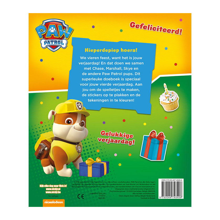 Deltas Paw Patrol verjaardagsboek - hoera, 4 jaar!