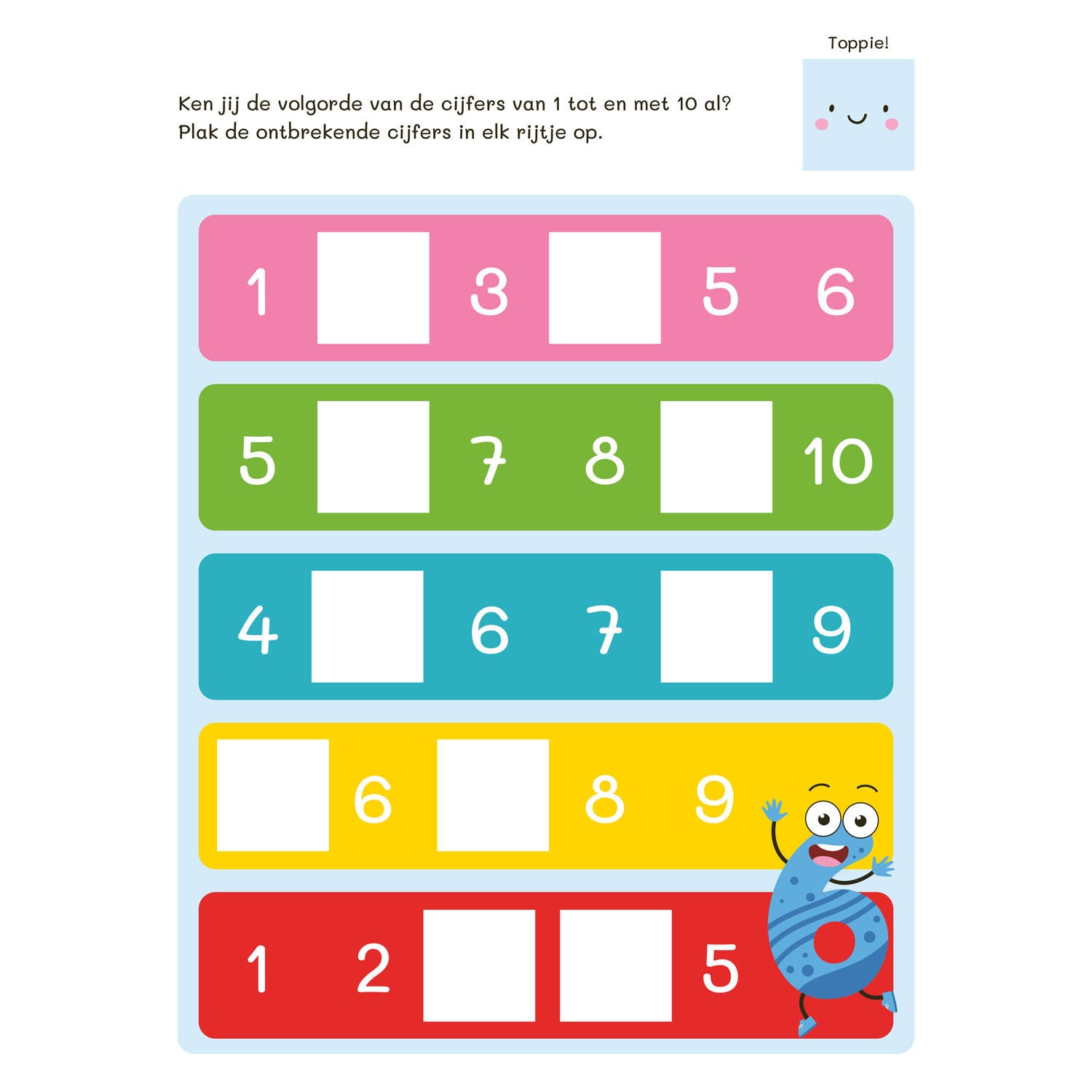 Deltas tellen van 1 tot 10 met stickers (5-6 j)