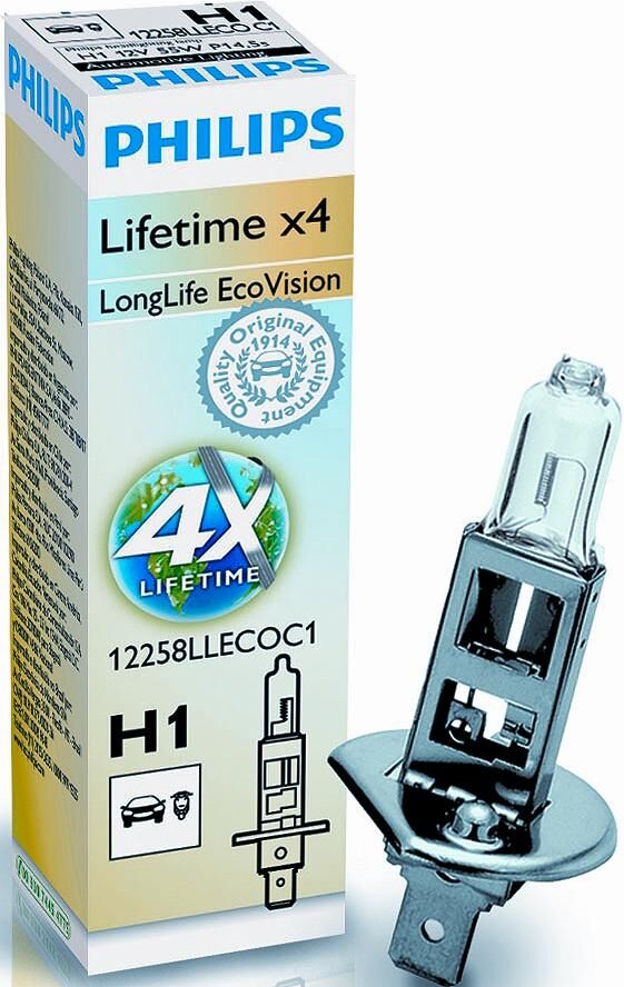 Philips hoofdlamp h-1-longlife 12 volt ecoline