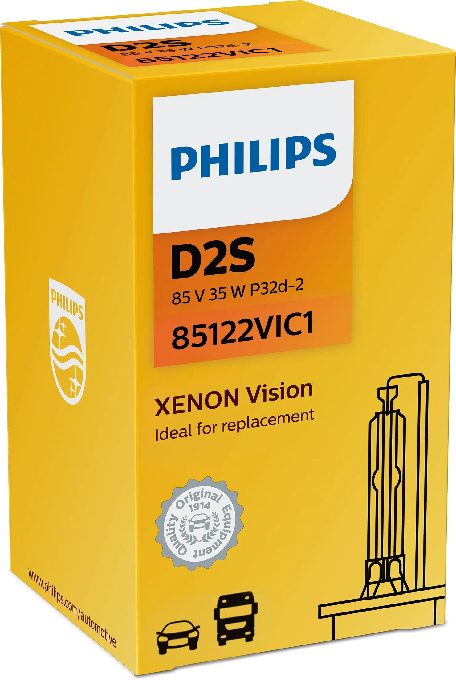 Philips hauptlampe xenon vision d2s vision c1 85v with low power. 35w