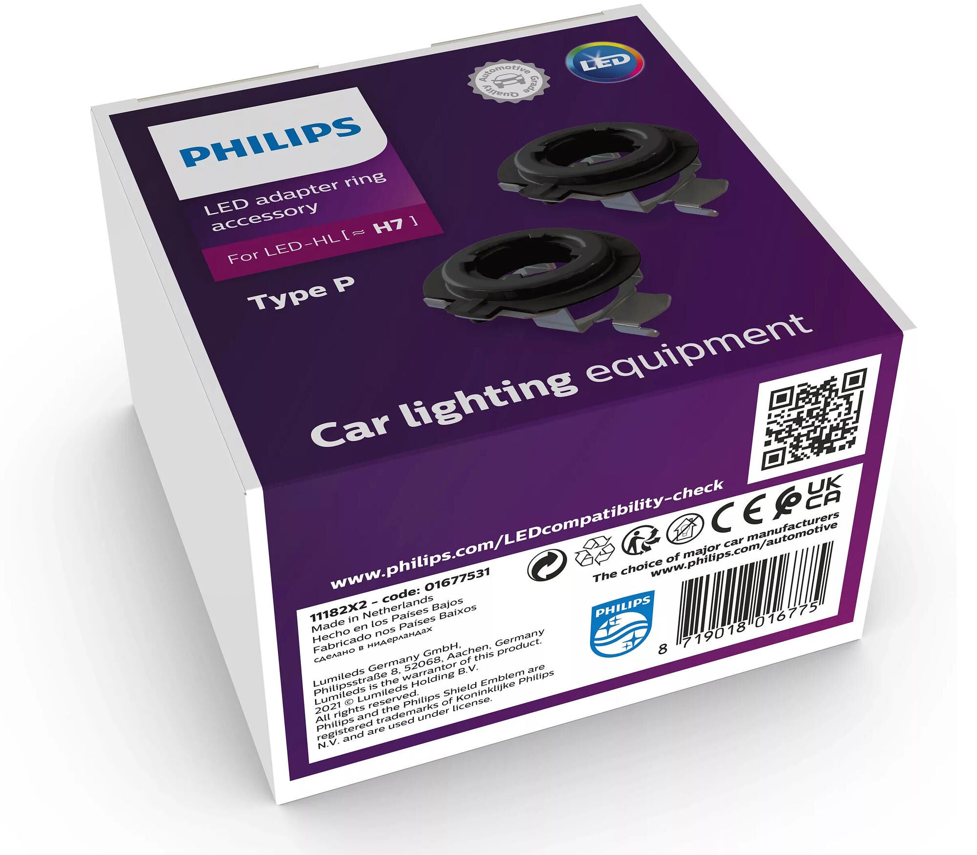 Philips adapter ultinon pro6000 adapter ring led h7 type 11182x2