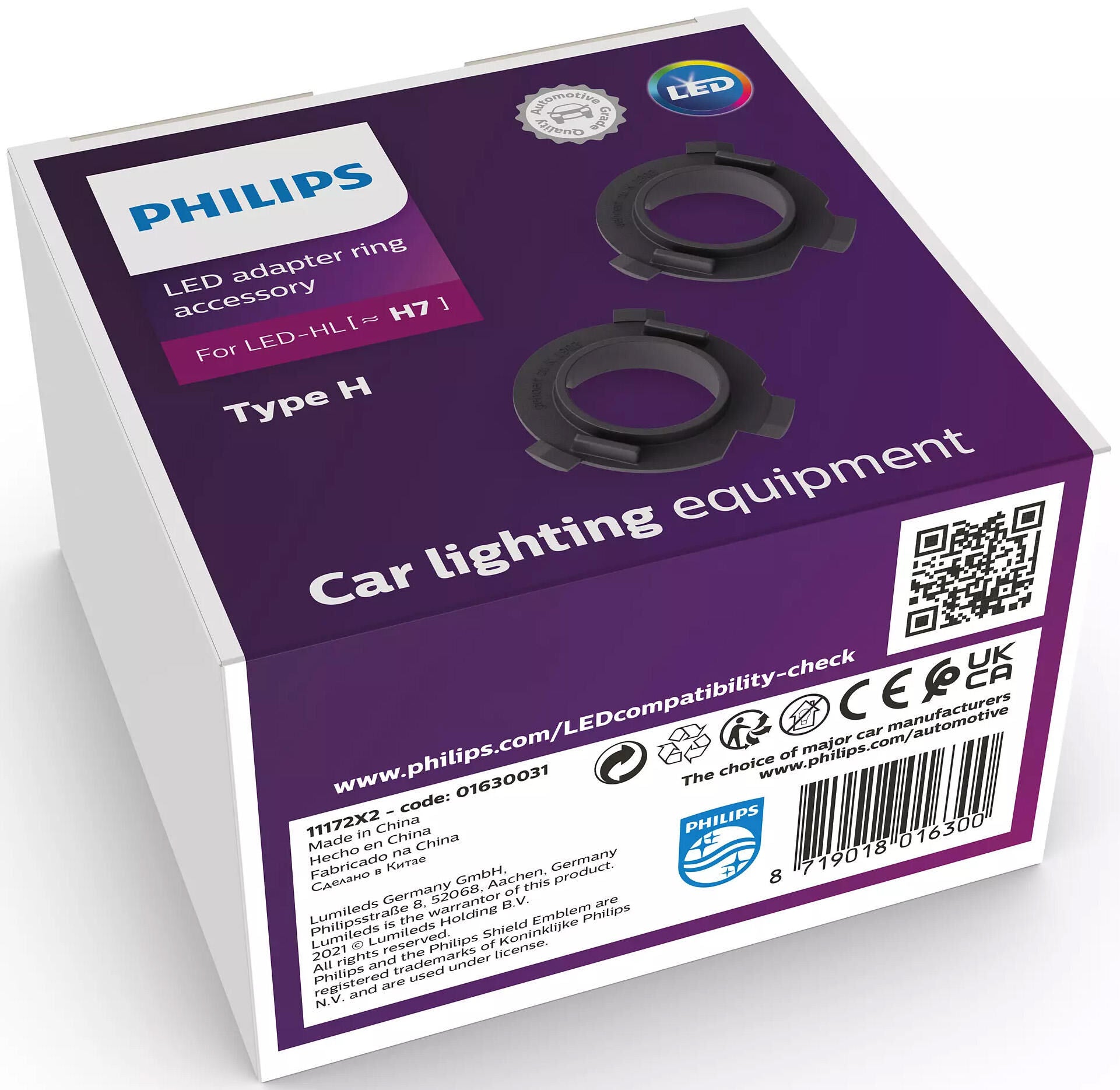 Philips adapter ultinon pro6000 adapter ring led h7 type 11172x2