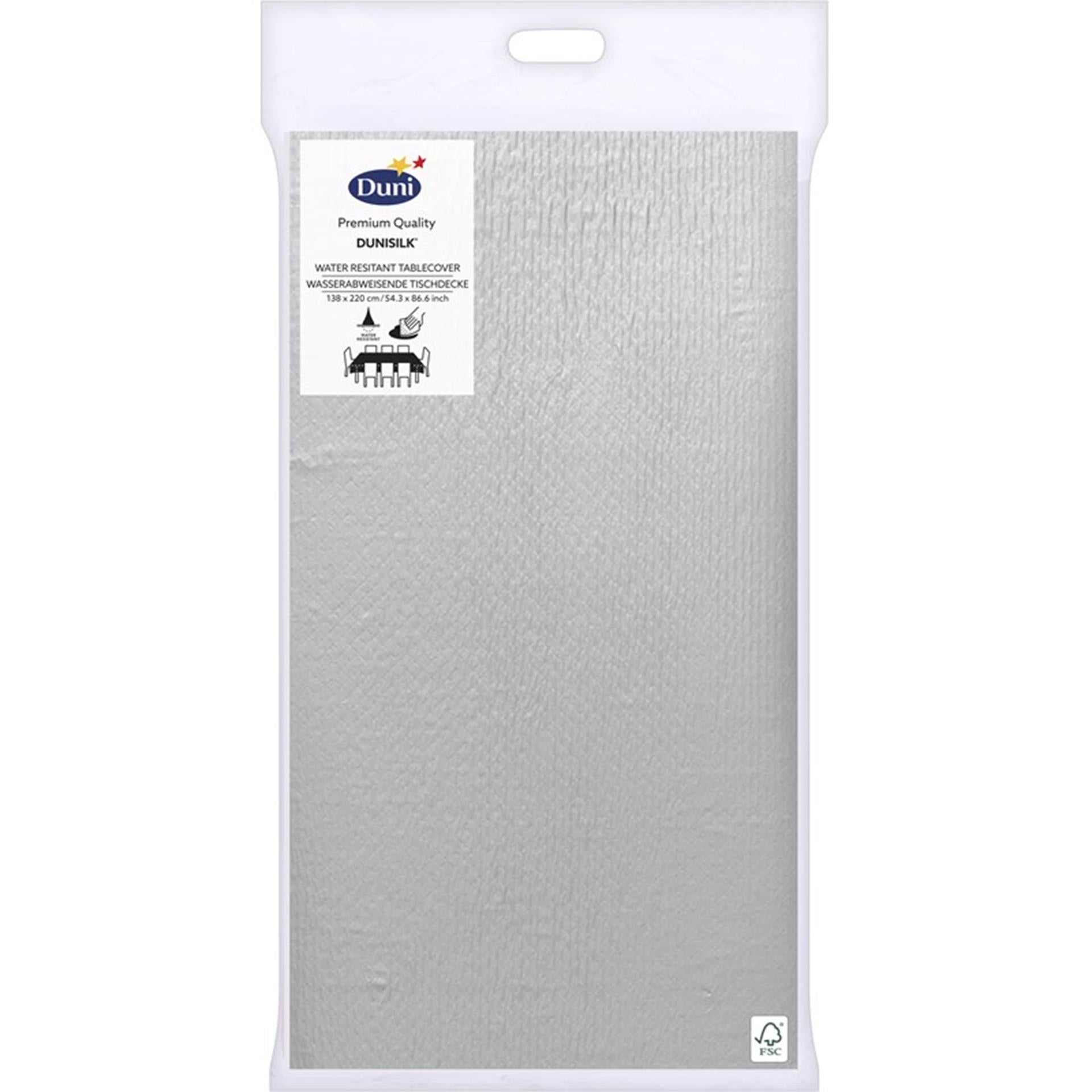 Duni tafelkleed 138x220cm zilver