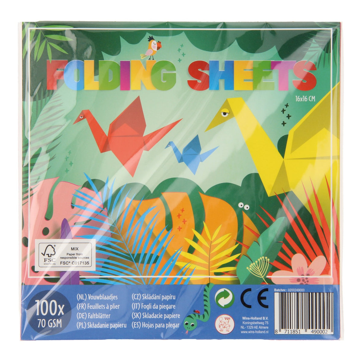 Wins Holland folding sheets 16x16 cm. Jungle line
