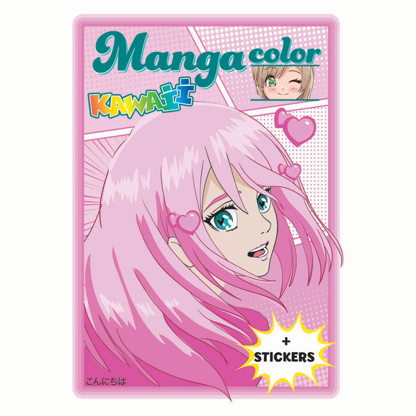 Boek specials nederland bv manga color kawaii en stickers kleurboek