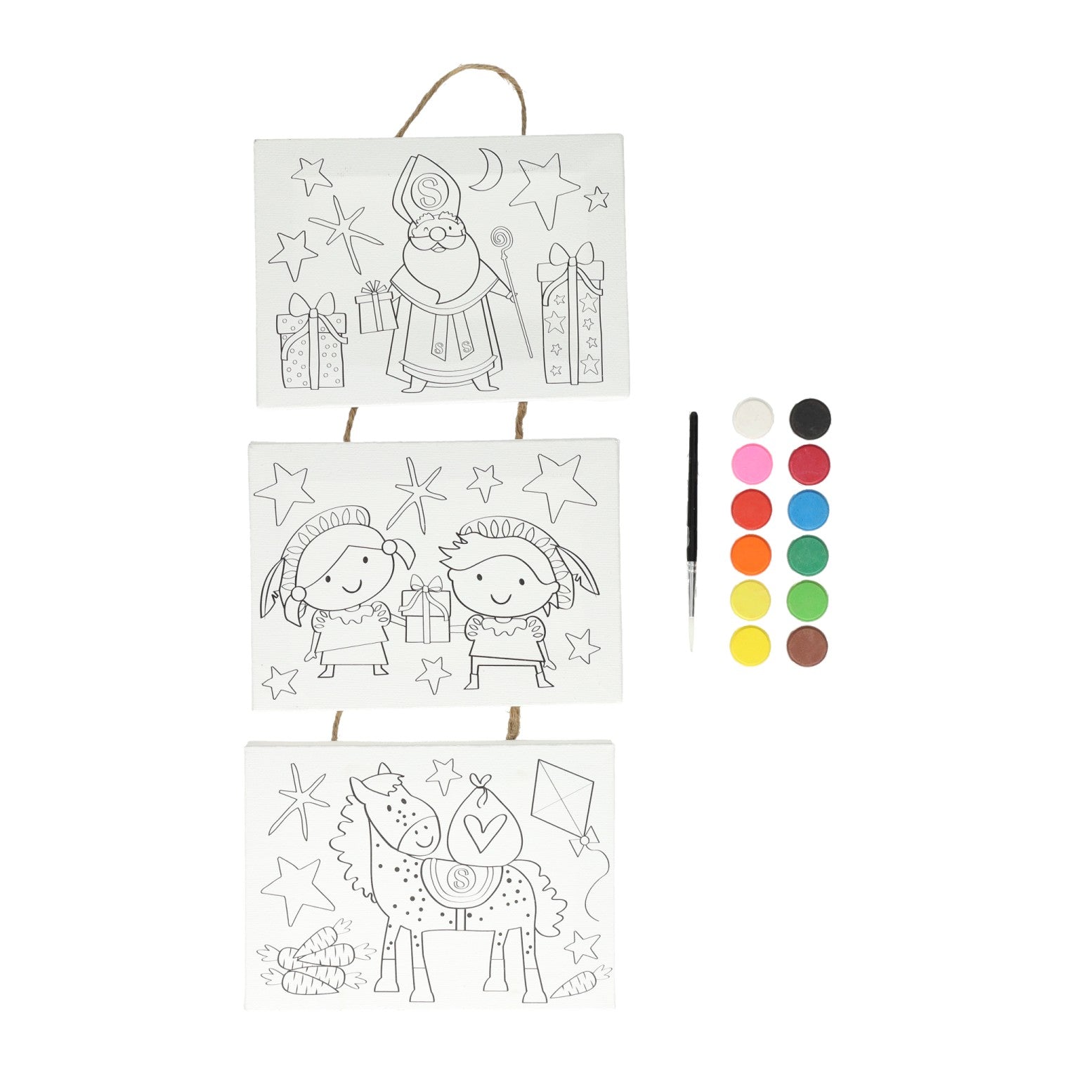 Canvascollage sinterklaas verfset, 3st.