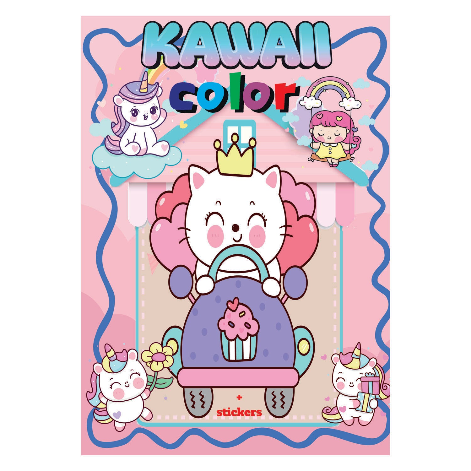 Boek specials nederland bv kawaii color + stickers kleurboek