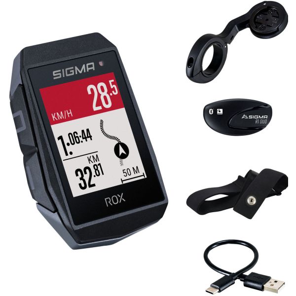 Sigma ROX 11.1 EVO GPS Black HR majordome, sangle de poitrine, USB-C
