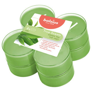 Bolsius maxilichten true scents green tea 8 stuks 8 uur | 6 stuks