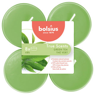 Bolsius maxilichten true scents green tea 8 stuks 8 uur | 6 stuks