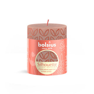 Bolsius silhouet stompkaars mistig roze met print 80x68 mm