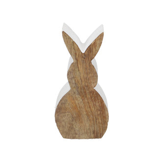 Figuur haas hout wit 18 cm | 24 stuks