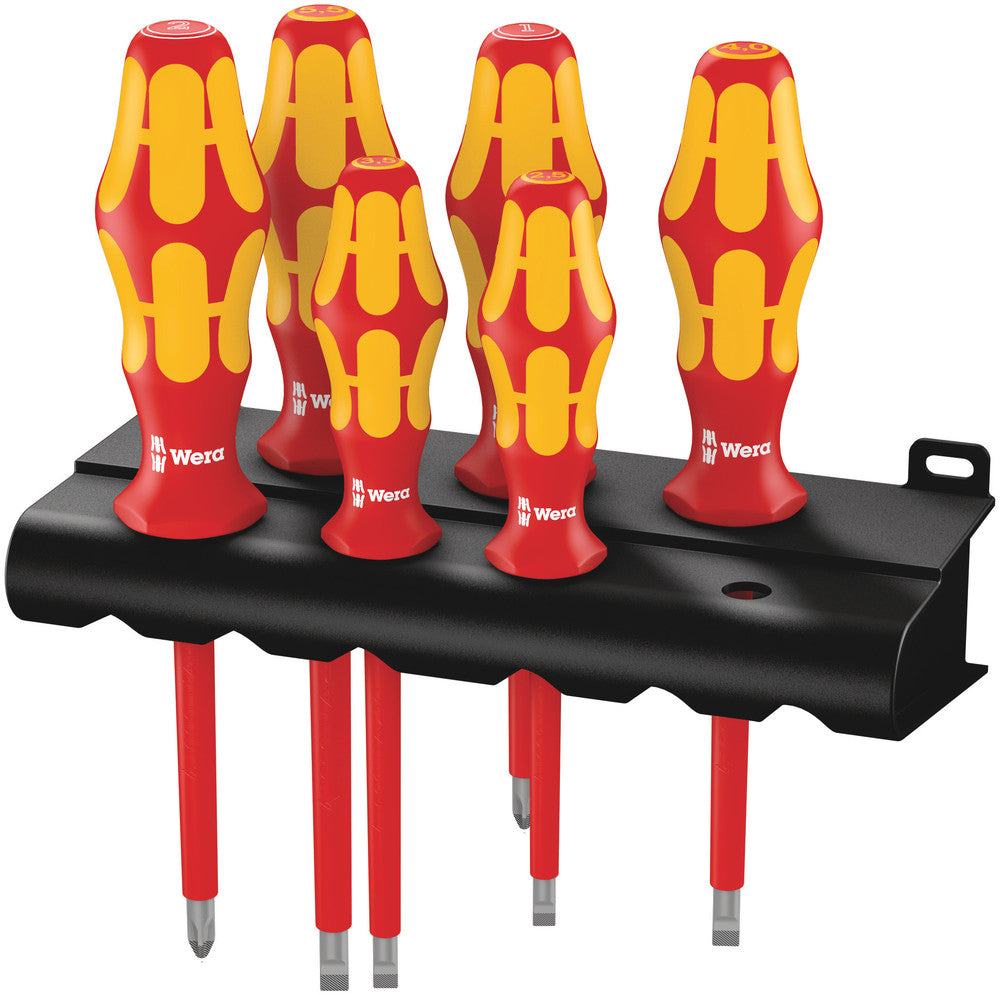 Wera 160 i 6 schroevendraaierset kraftform plus serie 100 + rek (rood geel, 6-delig)