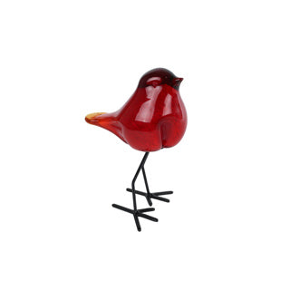 No brand sculptuur vogel op voet 11,5x8,5x15,5cm | 2 stuks