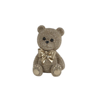 Sculptuur teddybeer m glinster 12,5x11x17,5cm | 2 stuks