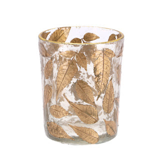 Theelichthouder blad glas helder 10x10x13cm