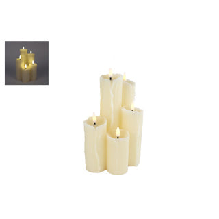 Kaarsenset led 5 delig s creme 12,5x12,5x19,5cm