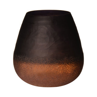Crackle gesneden vaas bruin h15 d15