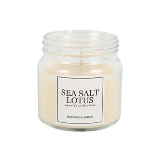 Geurkaars in glas zeezout lotus creme 6 cm