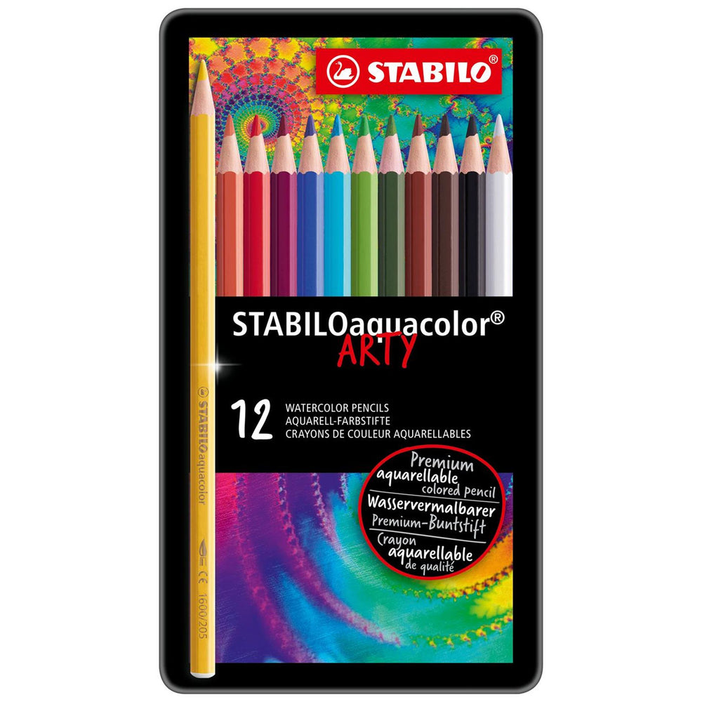 Stabilo 12 kleurpotloden aquacolor in metalen doosje