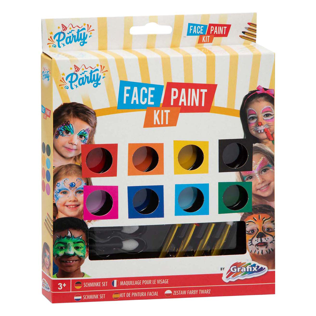 Creatieve knutselgroep schminkset, 9 kleuren