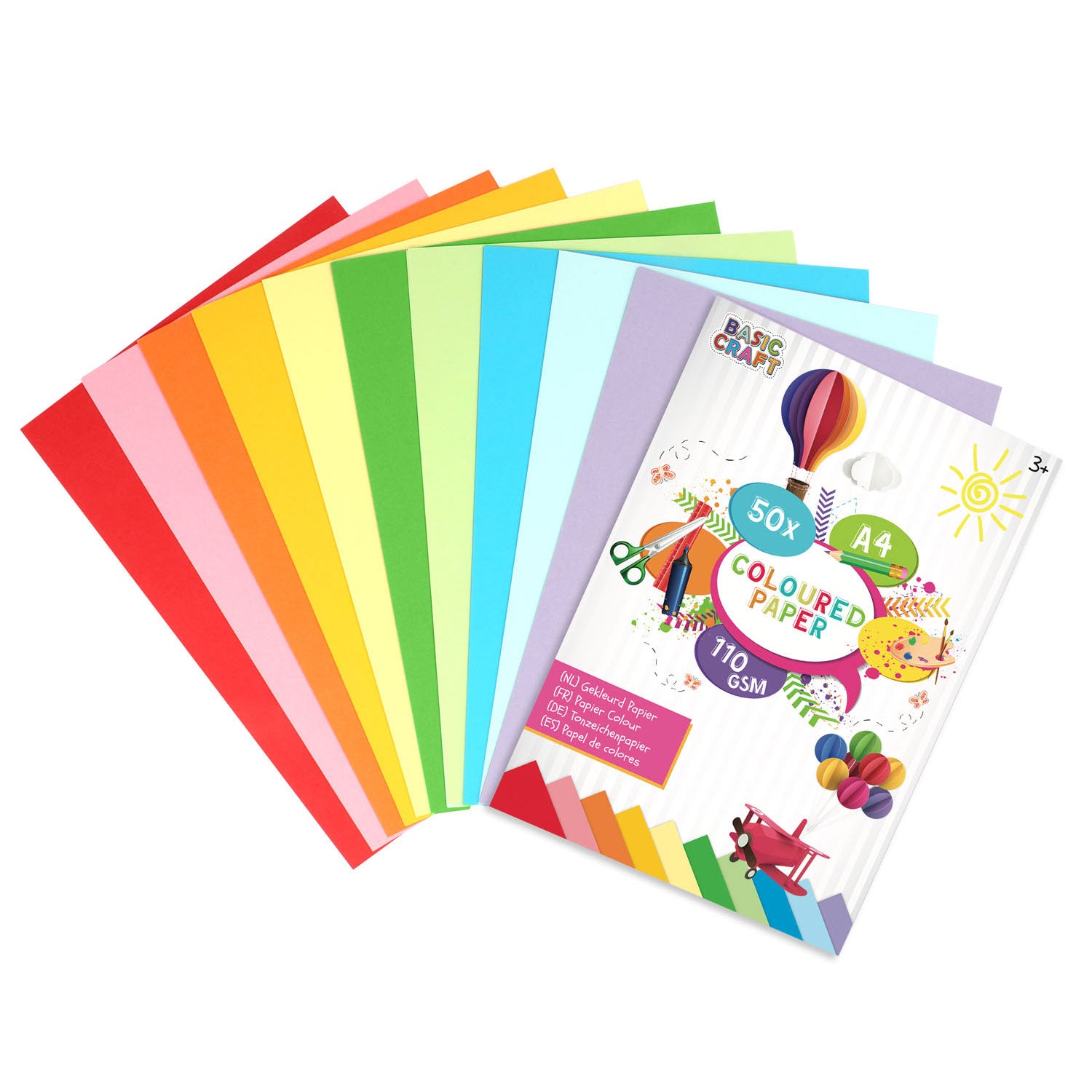 Creatieve hobbygroep gekleurd papier a4 110 gsm, 50 bedekt
