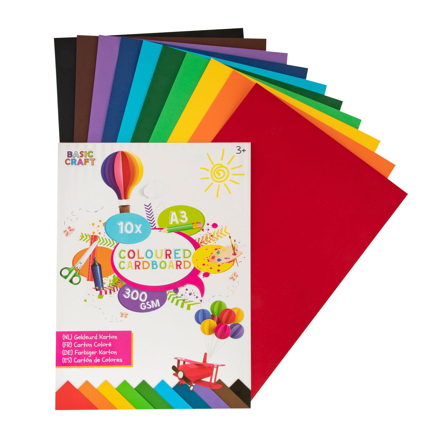 Creative hobbygroep gekleurd karton a3 10 zijdig, 300 gsm