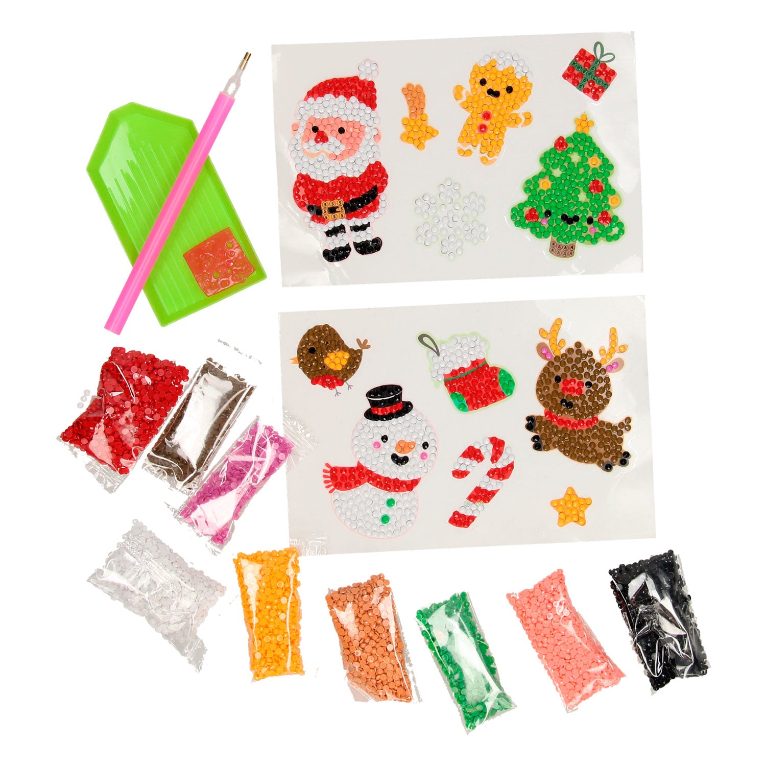 Creatieve knutselgroep kerst diamant schilderij stickers, 12st.