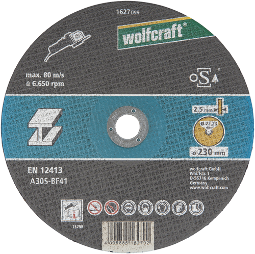 Wolfcraft doorslijpschijf | metaal | ø230 x 2,5 x 22,23 | 1 stuk - 1627099