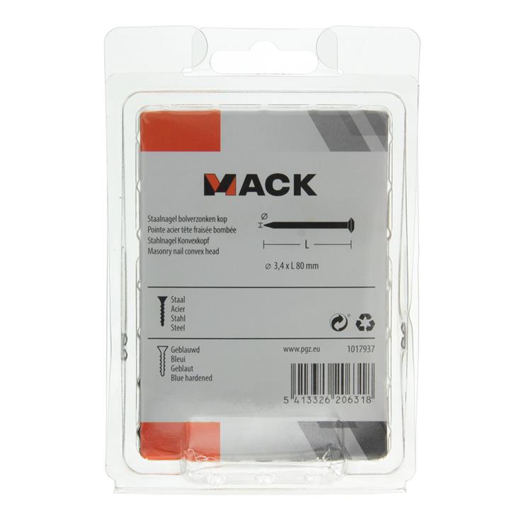 Mack 1017937 - staalnagel bvk staal geblauwd 200 gr 3,4 x 80 mm | 5 stuks