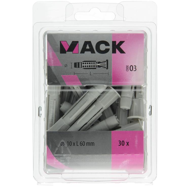 Mack 1018160 - universeelplug + kraag polyethyl30 st 10 x 60 mm | 5 stuks