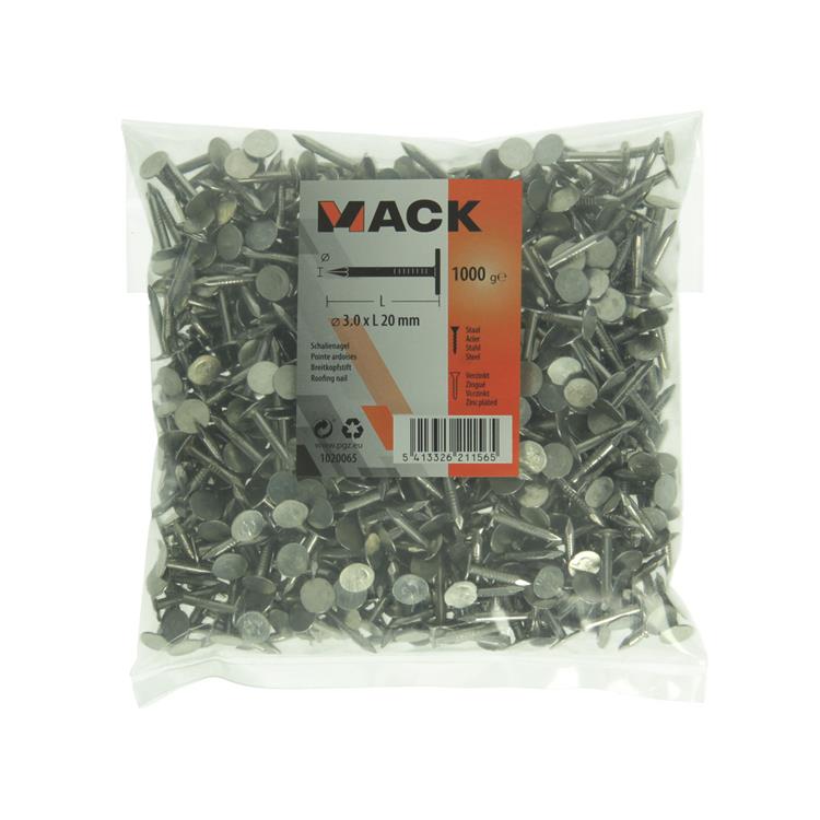 Mack 1020065 - schalienagel verzinkt 1000 gr 3,0 x 20 mm | 10 stuks