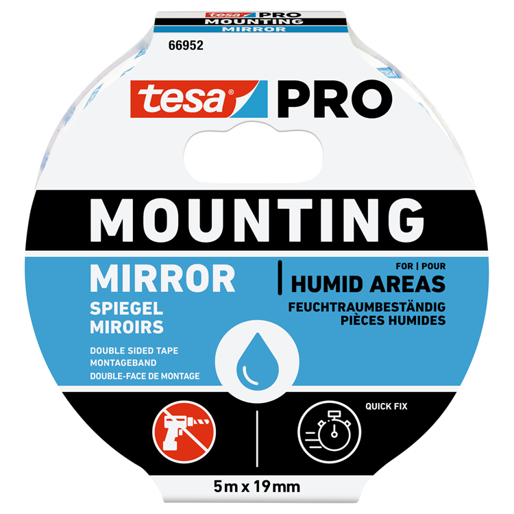 Tesa professional 1067941 - tesa mounting pro spiegel mont 5m x19 mm wit | 16 stuks