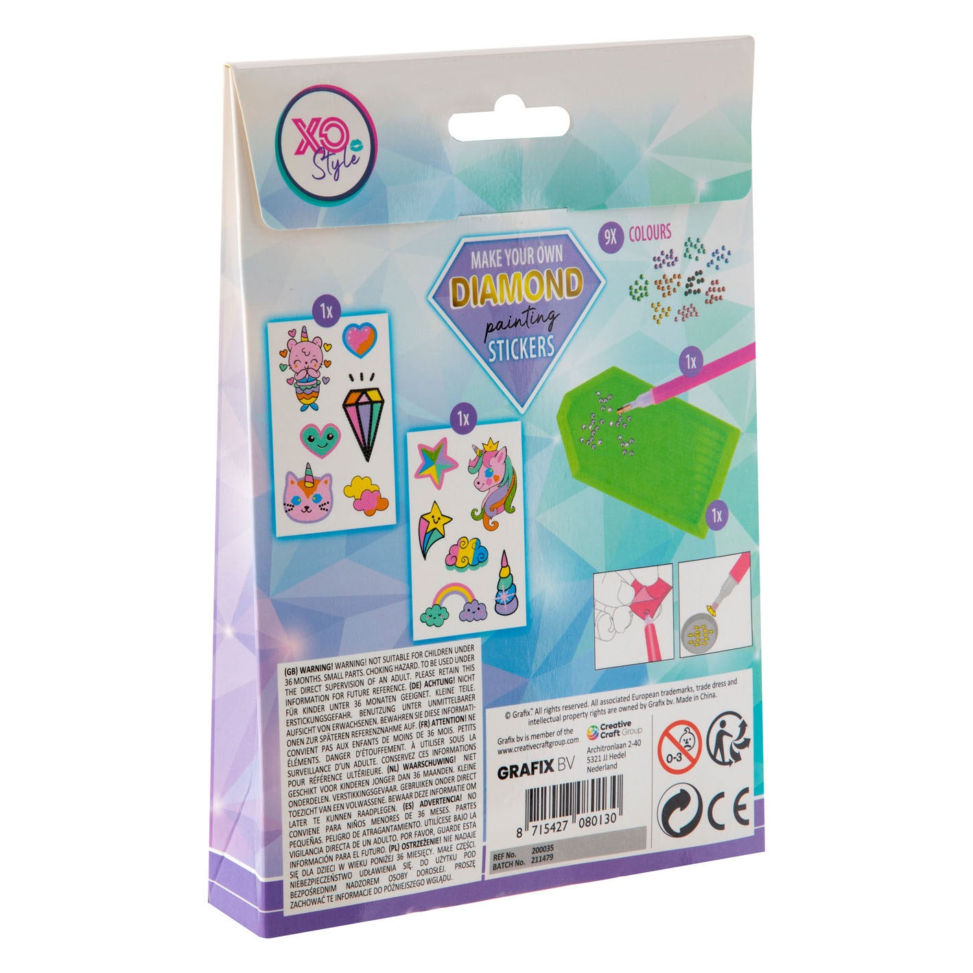 Creatieve ambachtsgroep maak je eigen diamantschilderstickers, 12dlg.