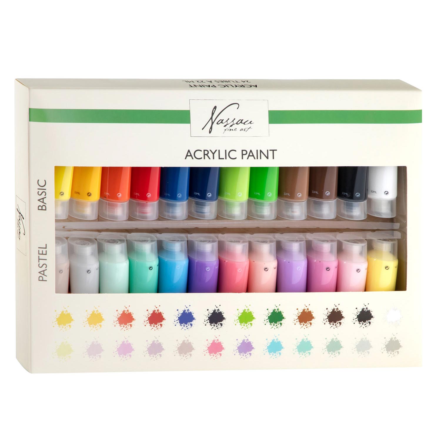 Nassau fine art nassau acrylverf basis en pastelkleuren, 24x22ml
