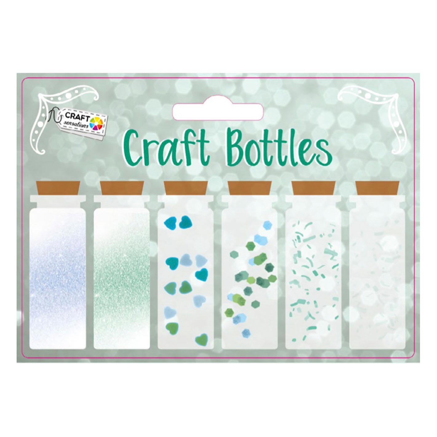 Creative craft group decoratieflesjes, 6 x 15g - groen blauw