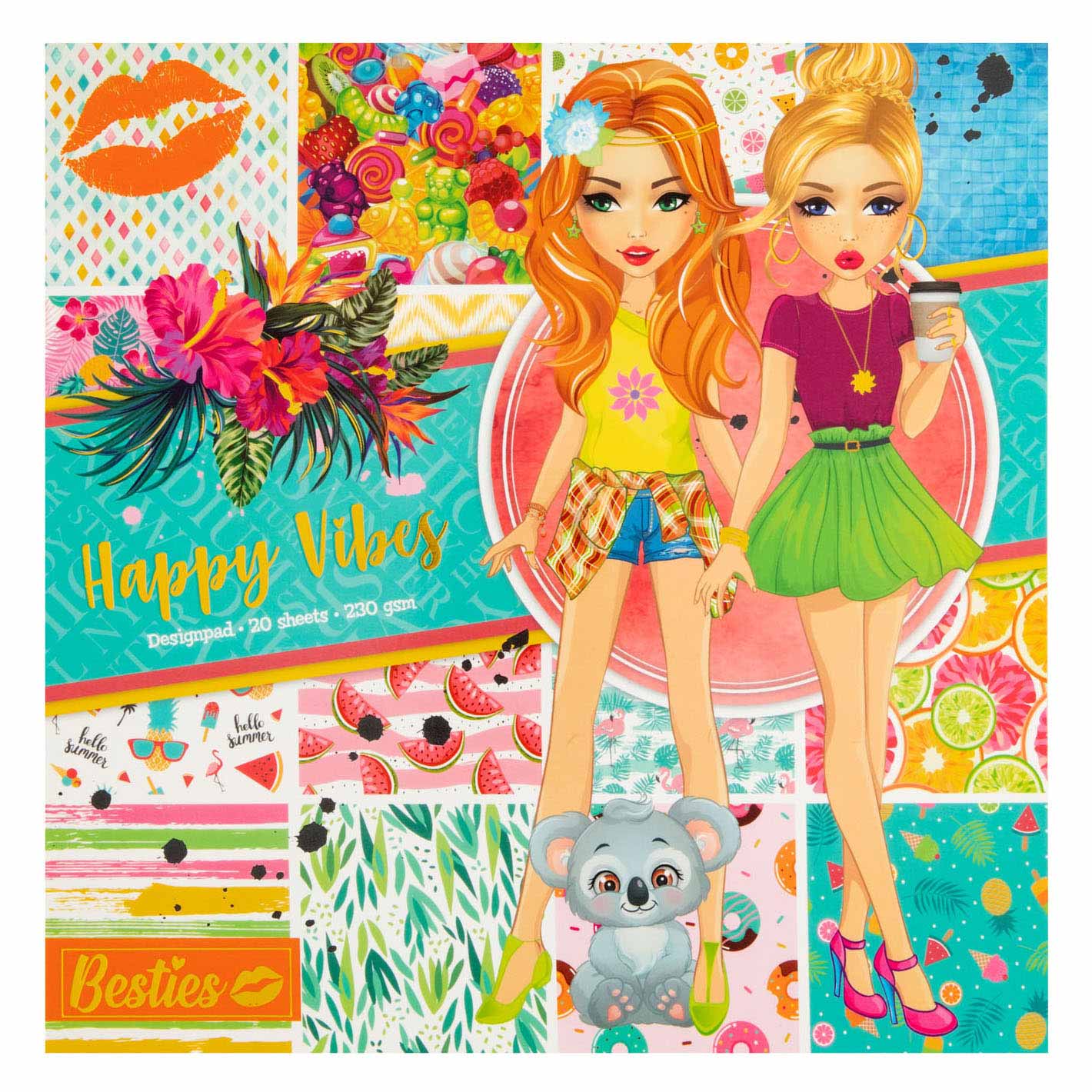 Besties Design Blok Happy Vibes, 20 stuks