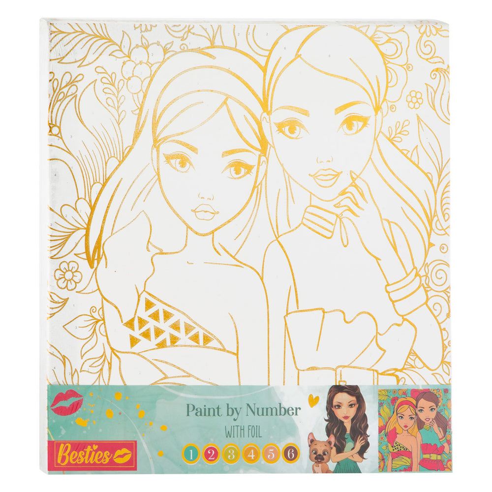 Besties canvas schilderen op nummer, 30x30cm