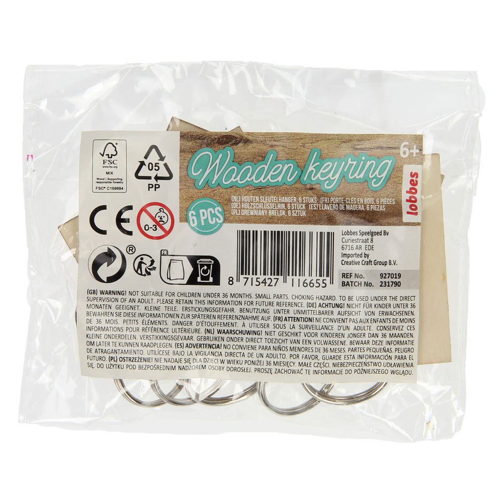 Lobbes houten sleutelhangers, 6st.