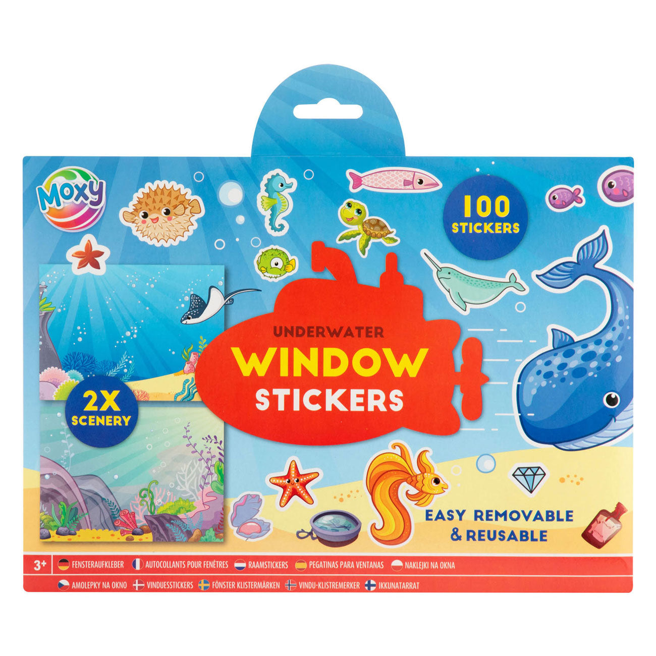 Creatieve knutselgroep raamstickers met 2 stickertaferelen - onderwaterwereld, 100st.