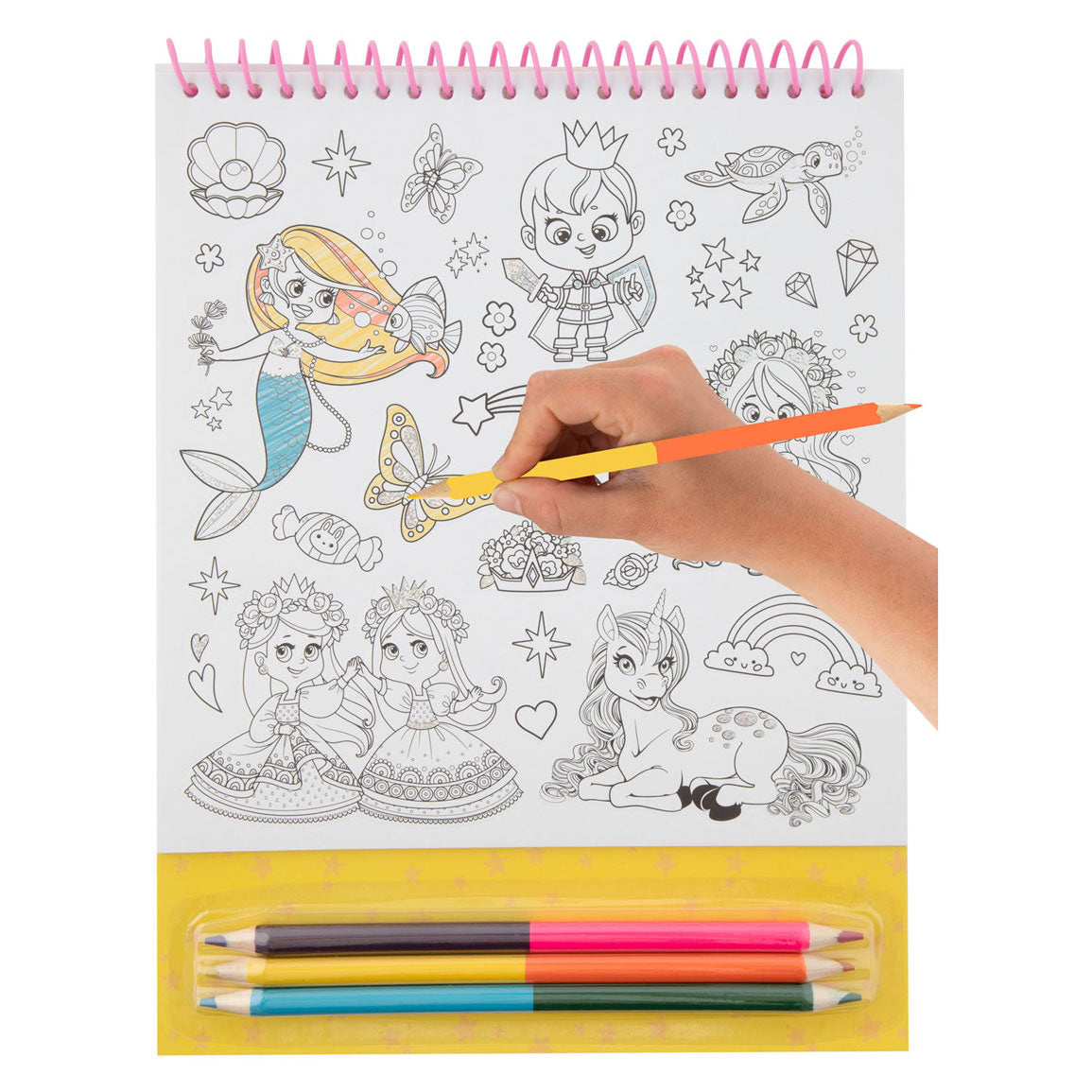 Creatieve hobbygroep kleur je eigen stickers met kleurpotloden - fantasiewereld, 250st.