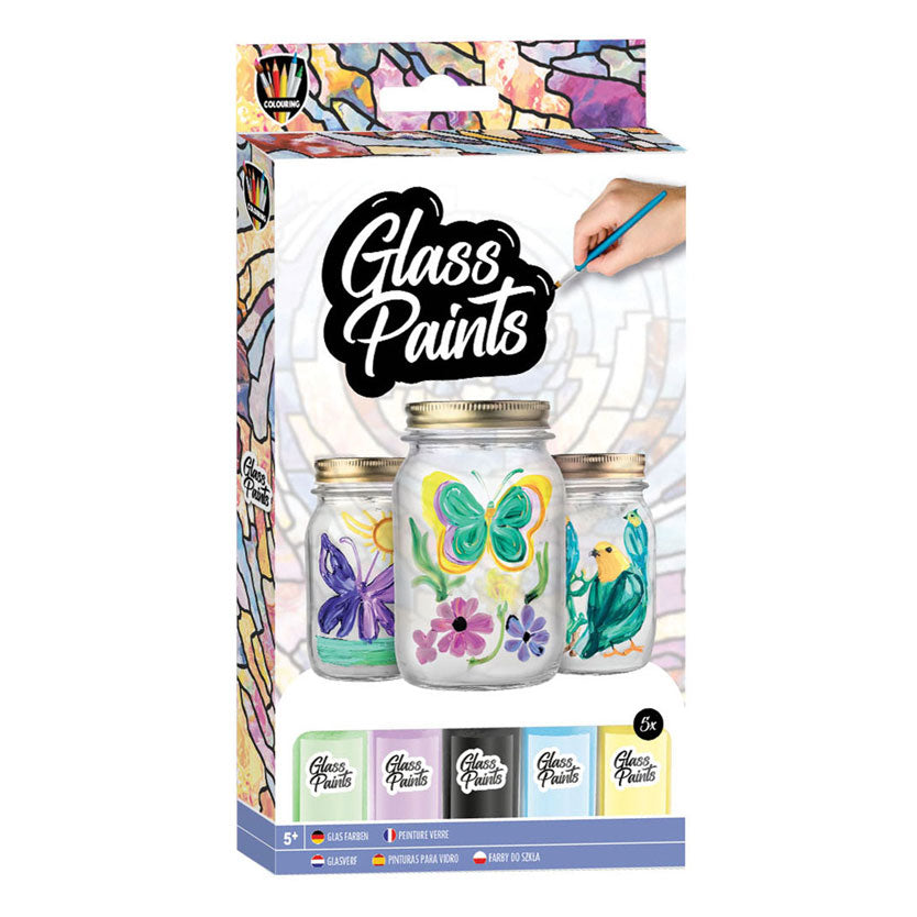 Creatieve hobbygroep glasverf met penseel, 5x22ml