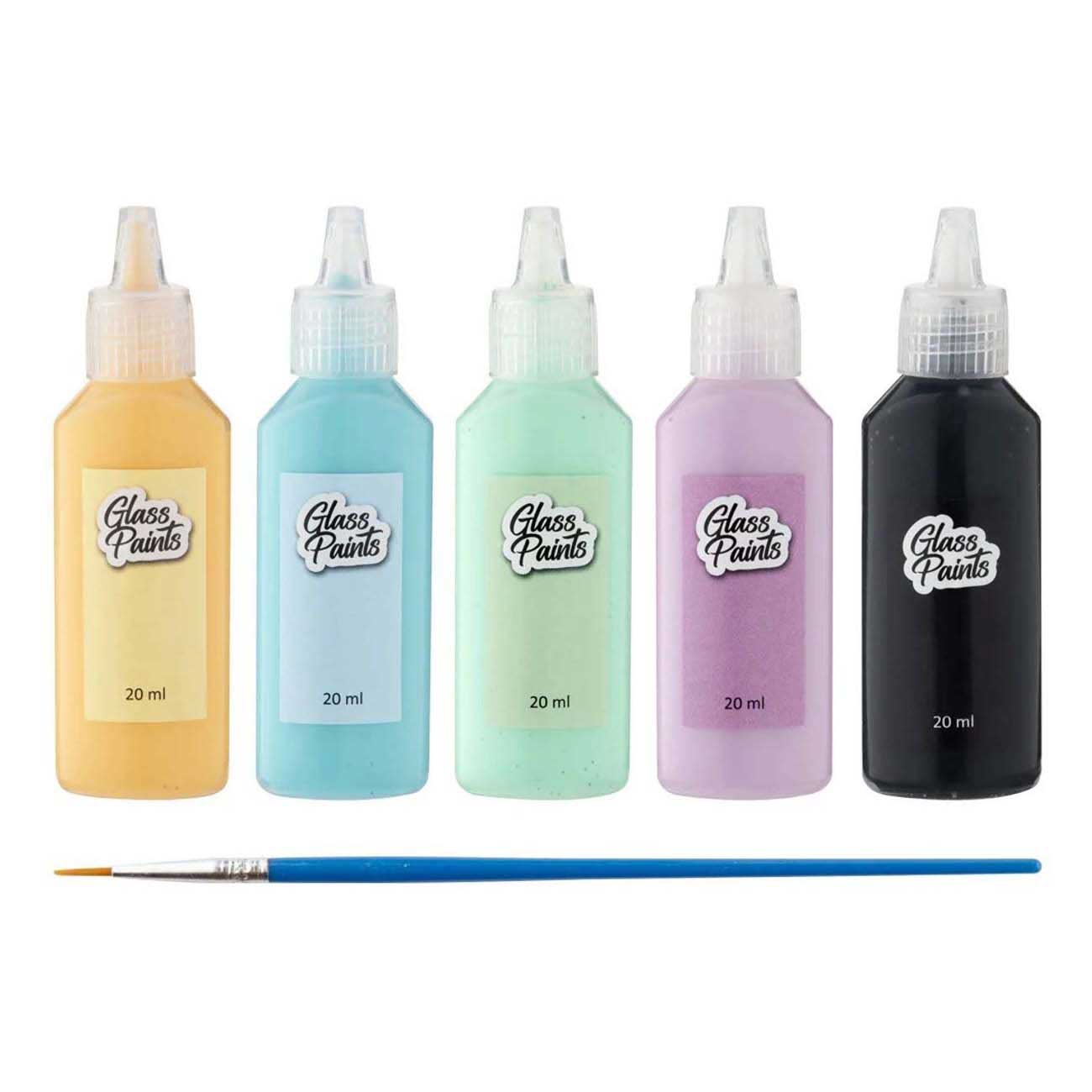 Creatieve hobbygroep glasverf met penseel, 5x22ml
