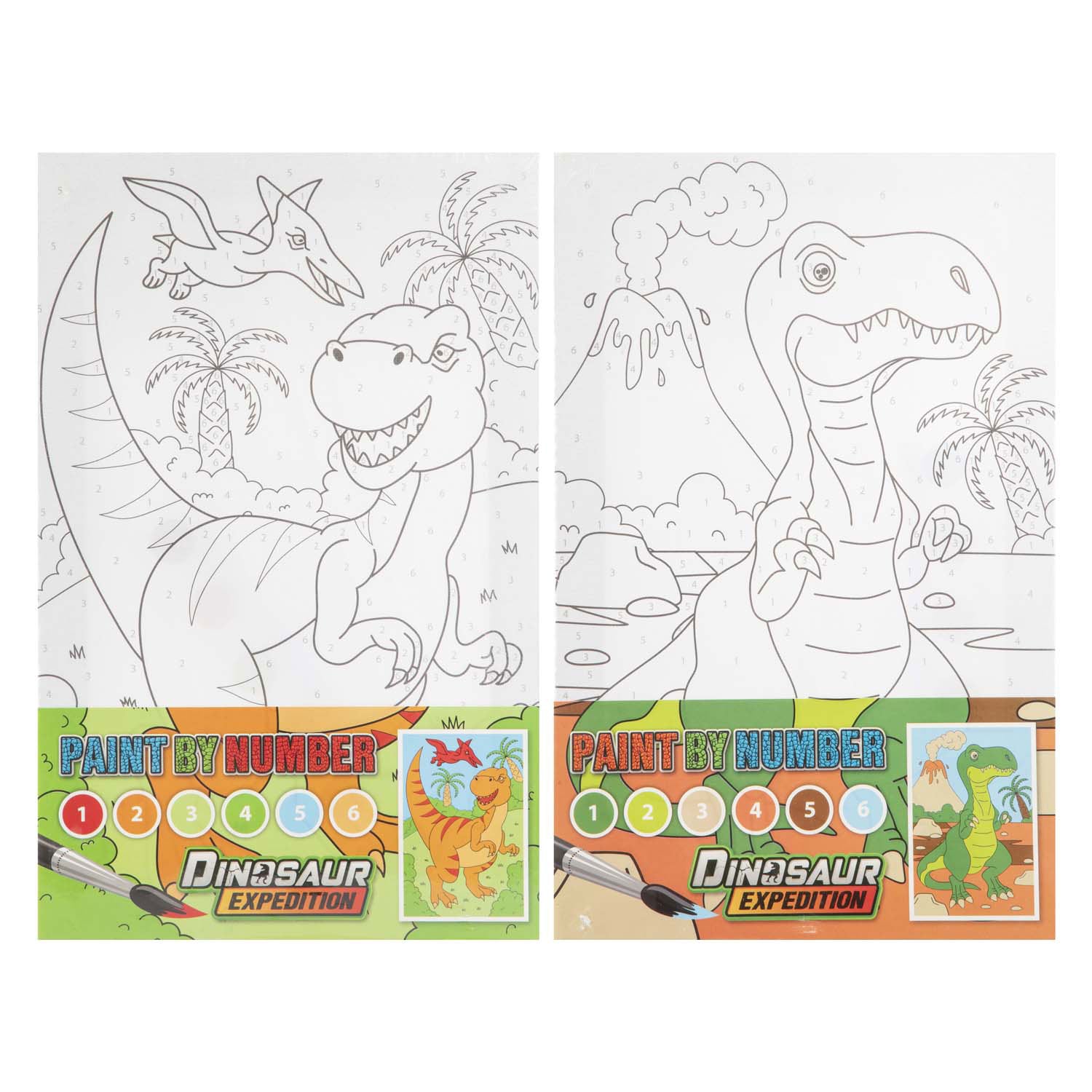 Creatieve ambachtsgroep dino schilderen op nummer verfset