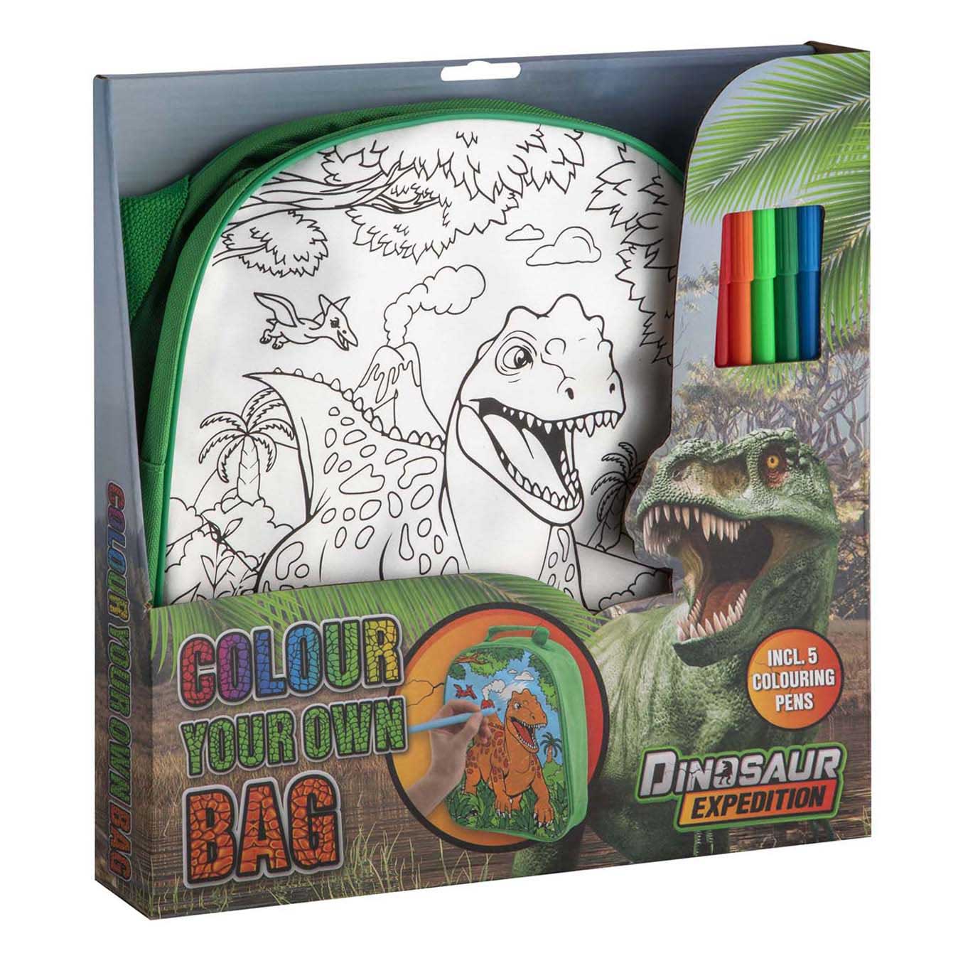 Creatieve knutselgroep dino kleur je eigen tas