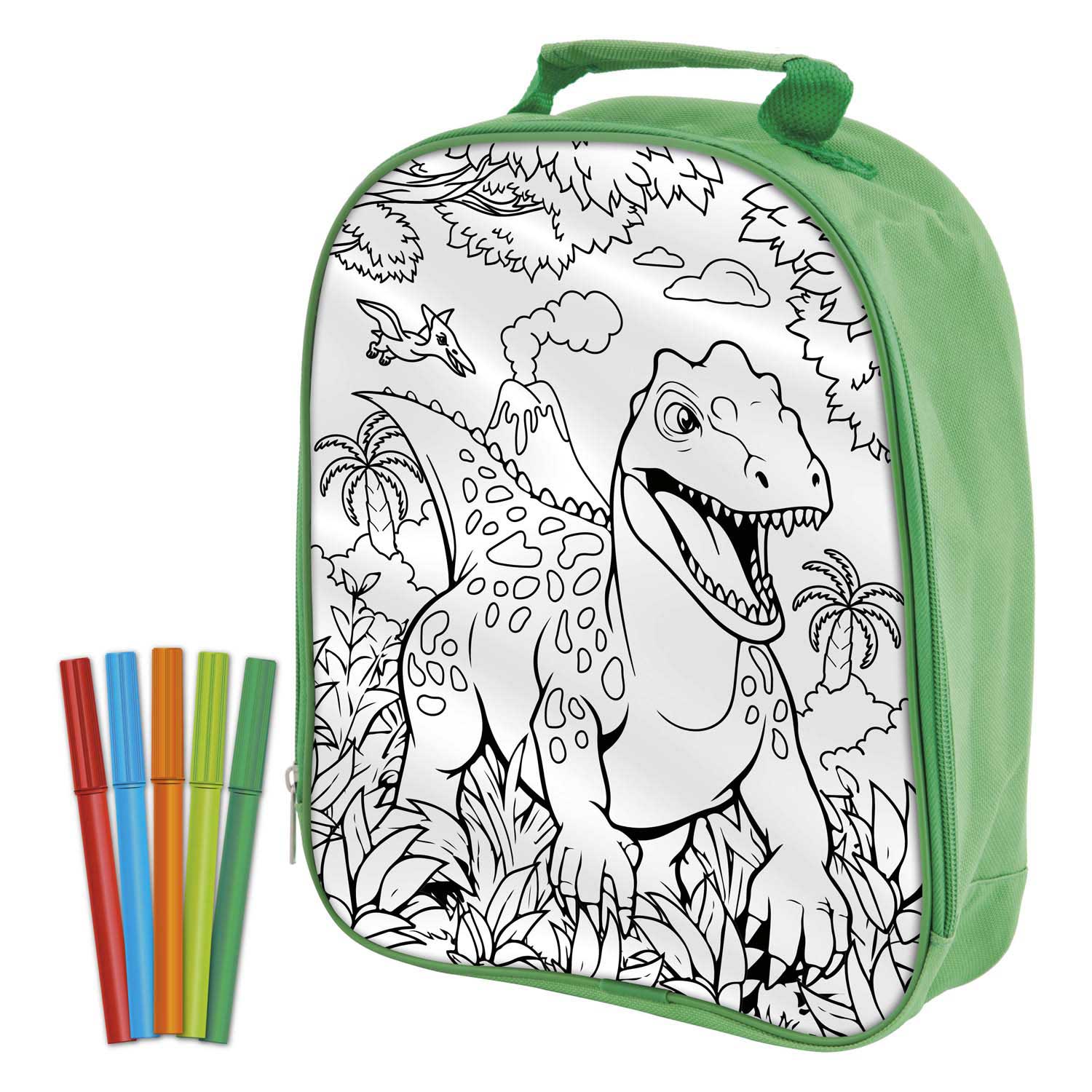 Creatieve knutselgroep dino kleur je eigen tas