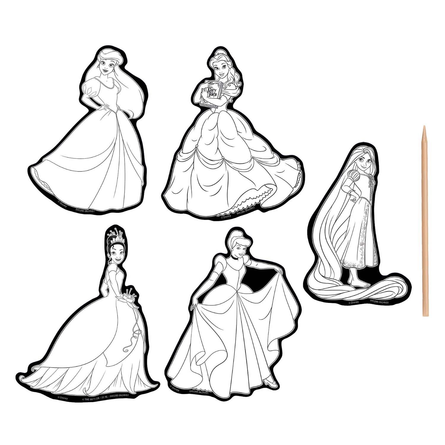 Creatieve knutselgroep kraslot stickers - disney prinses, 6dlg.