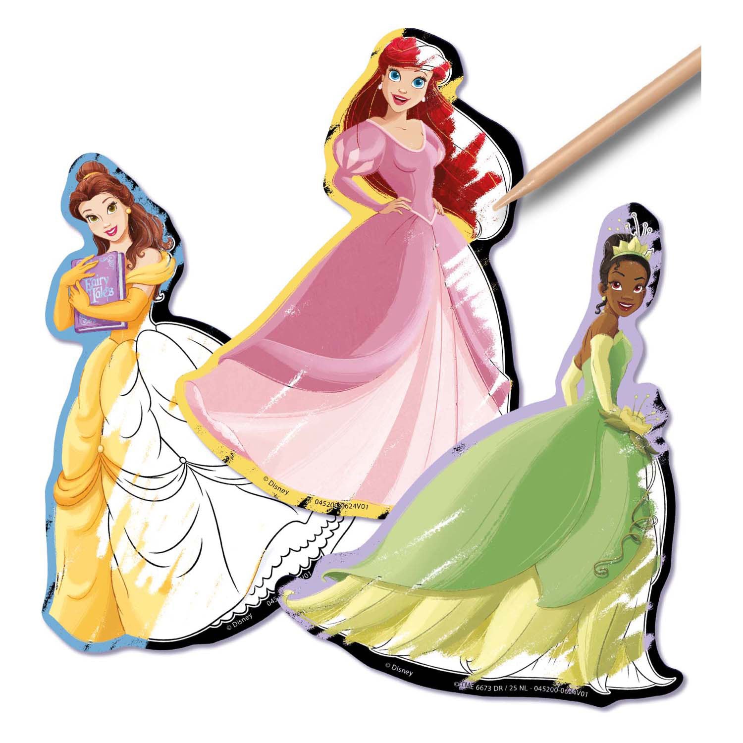 Creatieve knutselgroep kraslot stickers - disney prinses, 6dlg.
