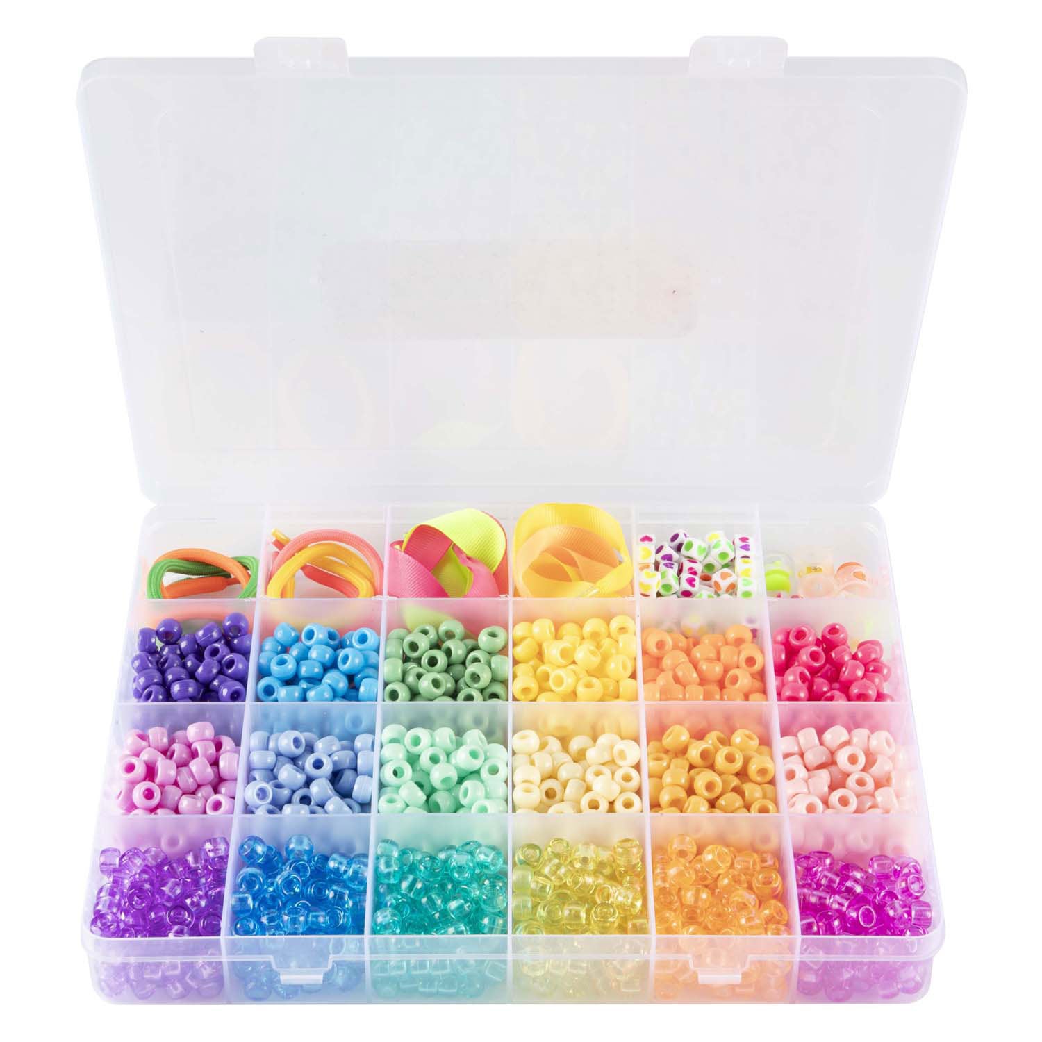 Creatieve knutselgroep ponykralen accessoires in opbergdoos, 18 kleuren