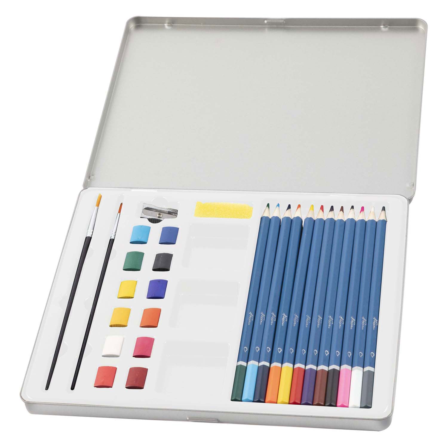 Creatieve knutselgroep aquarelverfset in blikken doos, 28dlg